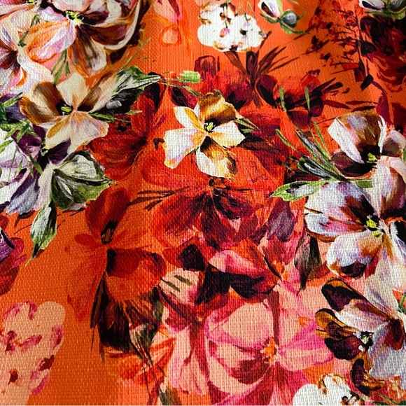 EUC Gorgeous orange floral midi dress - Picture 2 of 4